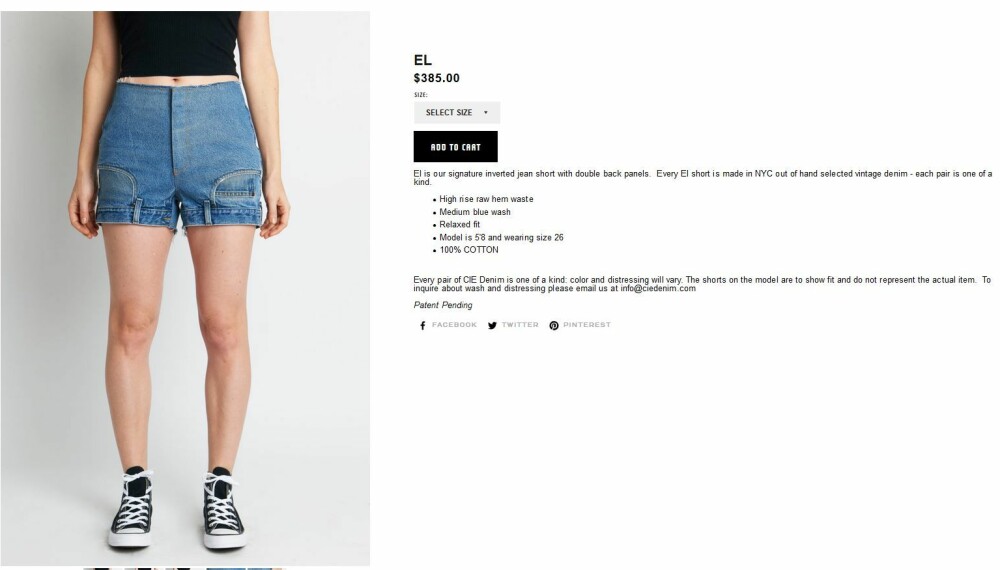 <b>DYRT: </b>Det koster å være en moteriktig kvinne. Disse oppned-jeansshortsene ligger på rundt 3100 kroner. <b>DYRT: </b>Det koster å være en moteriktig kvinne. Disse oppned-jeansshortsene ligger på rundt 3100 kroner.