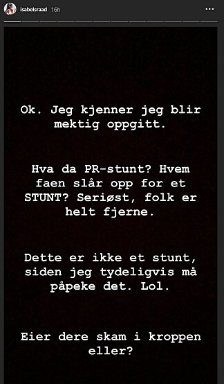<b>IKKE PR-STUNT: </b>Raad avviser at bruddet er et PR-stunt på Instagram-konto. <b>IKKE PR-STUNT: </b>Raad avviser at bruddet er et PR-stunt på Instagram-konto.
