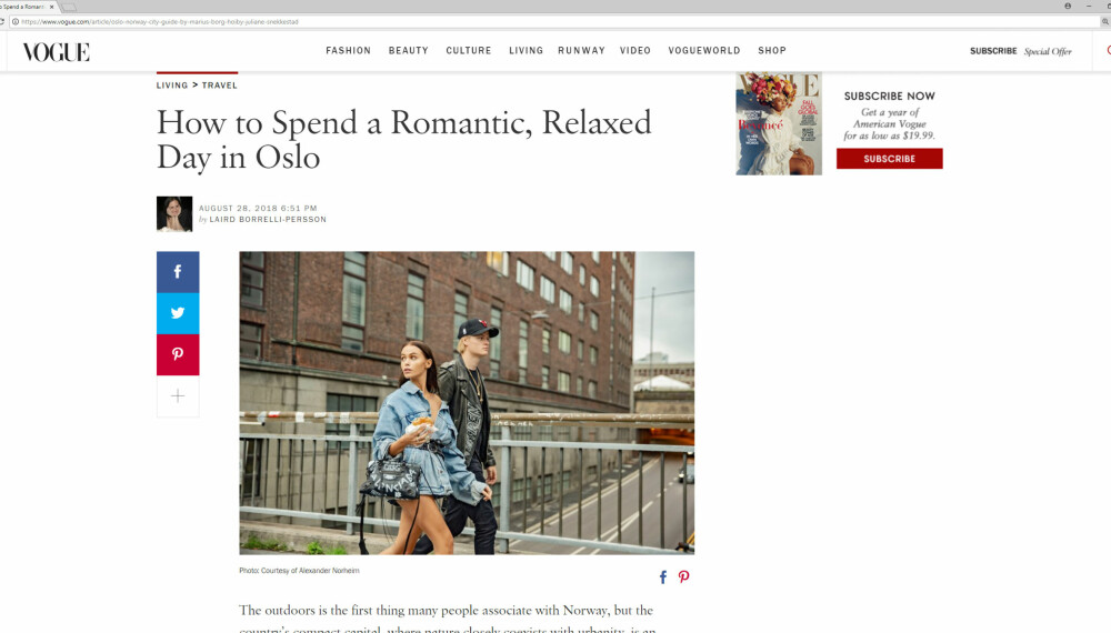 I STOR REPORTASJE: Marius Borg Høiby og Juliane Snekkestad er Vogue-lesernes «guide» i en livsstilsreportasje om Oslo. I STOR REPORTASJE: Marius Borg Høiby og Juliane Snekkestad er Vogue-lesernes «guide» i en livsstilsreportasje om Oslo.