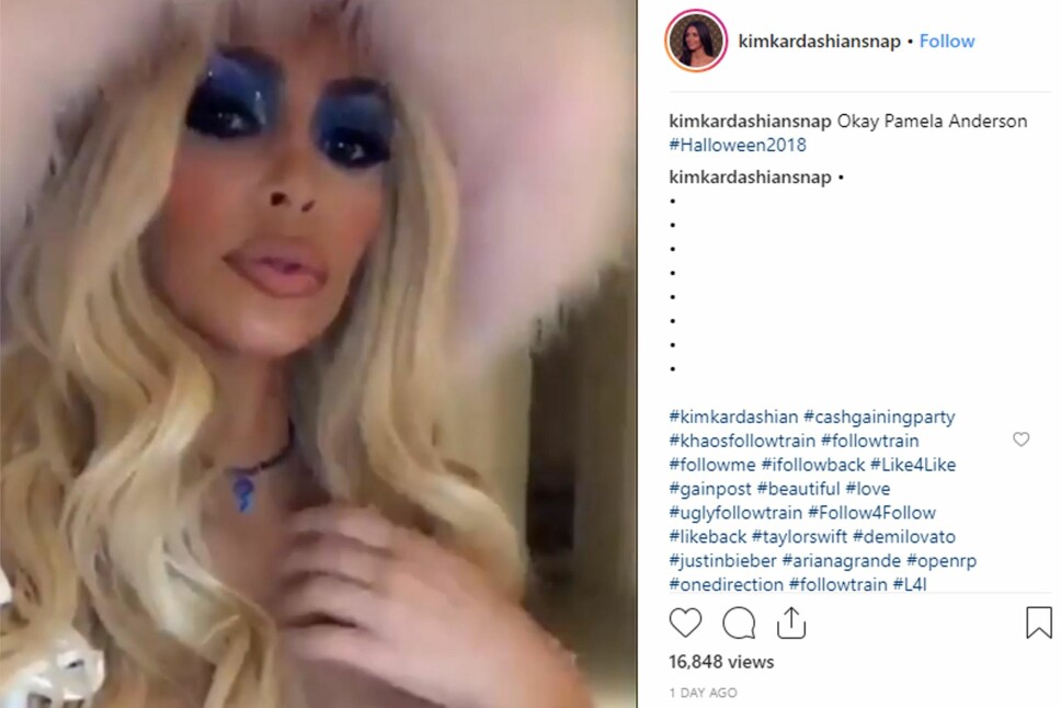 UTKLEDD: Kim Kardashian utkledd som Pamela Anderson i anledning halloween. UTKLEDD: Kim Kardashian utkledd som Pamela Anderson i anledning halloween.