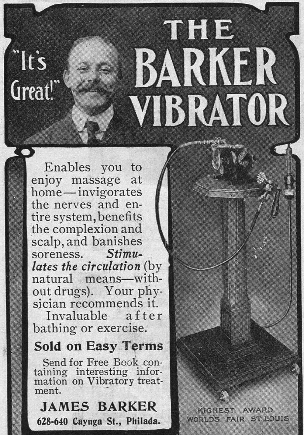 1906: Denne vibratoren ble markedsført som "uunværlig" etter et bad eller trening. 1906: Denne vibratoren ble markedsført som "uunværlig" etter et bad eller trening.