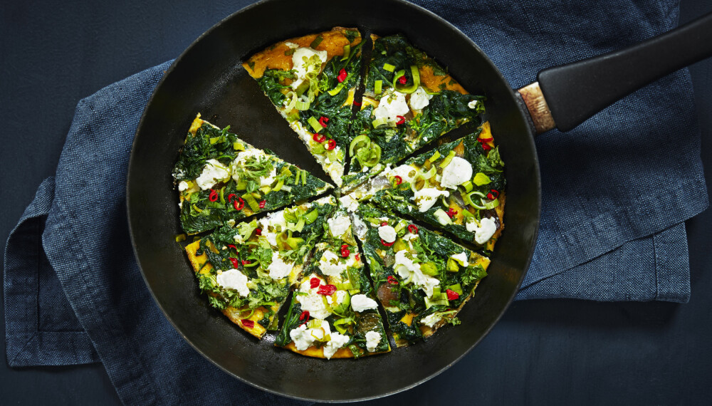 Deilig spinatomelett med chevre. Deilig spinatomelett med chevre.