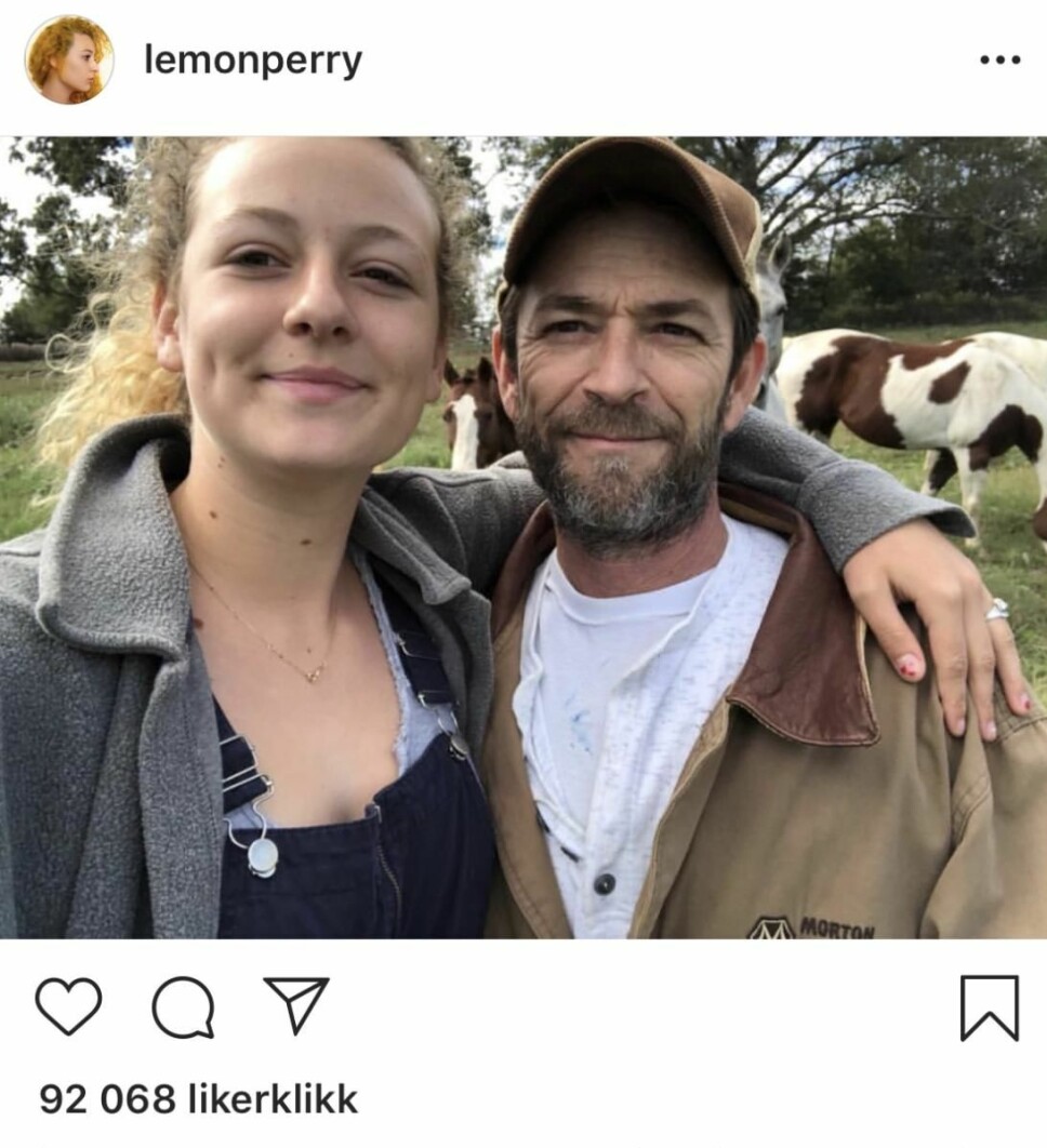 RØRENDE: Luke Perrys datter Sophie la ut dette bildet på Instagram etter farens død. RØRENDE: Luke Perrys datter Sophie la ut dette bildet på Instagram etter farens død.
